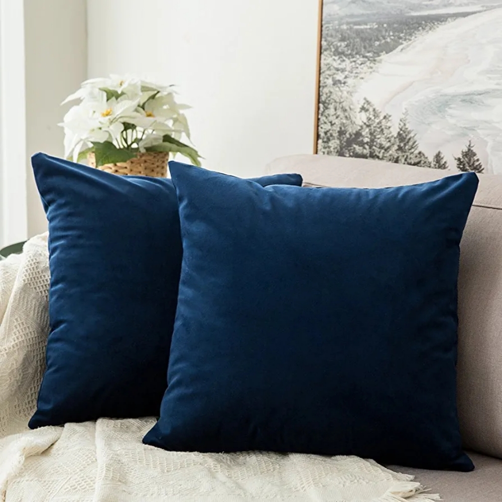 2-pack Homelike Moment Blue Velvet Throw Pillow Cover (210x65x65mm)